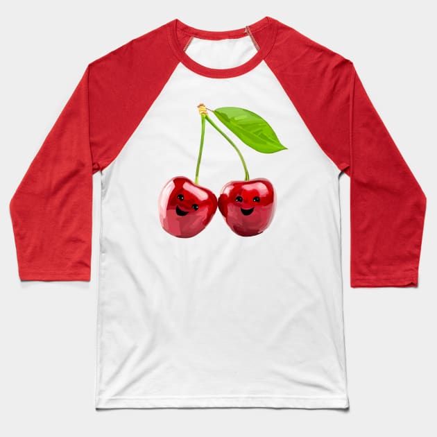 Cheery Pair of Red Cherries Baseball T-Shirt by Art by Deborah Camp